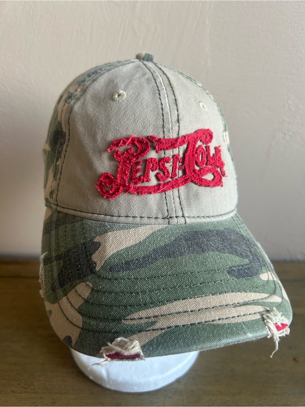 Vintage 2006 Pepsi-Cola Official License Embroidered Distresed Camo Baseball Cap